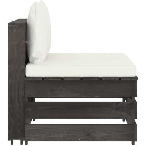 Canapé central sectionnel, Canapé de relaxation Meuble de Salon, avec coussins Bois imprégné de gris OIB4495E (1/5)