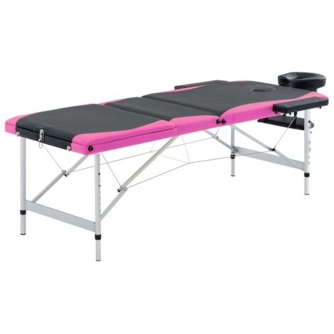 Table de massage pliable 3 zones Lit de massage Table de Soin Aluminium Noir et rose 30557 (1/5)