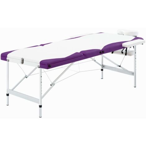 Table de massage pliable 3 zones Lit de massage Table de Soin Aluminium Blanc et violet 89870 (1/5)