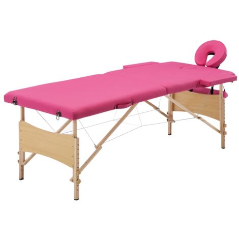 Table de massage pliable 2 zones Lit de massage Table de Soin Bois Rose 28156 (1/5)