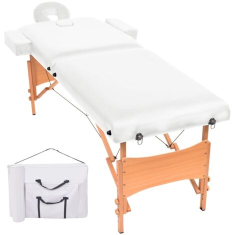 Table de massage pliable à 2 zones Lit de massage Table de Soin 10 cm d'épaisseur Blanc 70679 (1/5)
