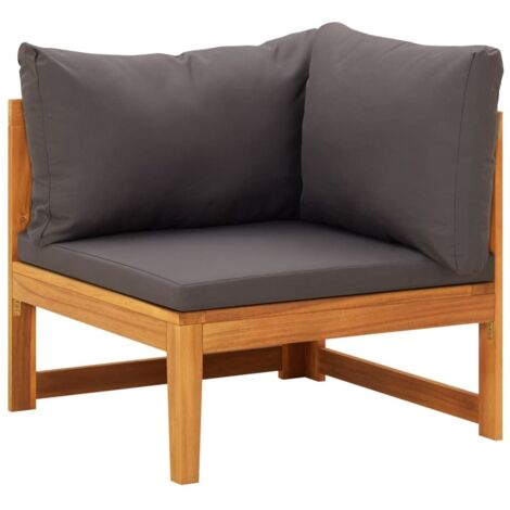 Canapé d'angle, Canapé de relaxation Meuble de Salon, avec coussins gris foncé Bois d'acacia solide OIB1919E (1/5)