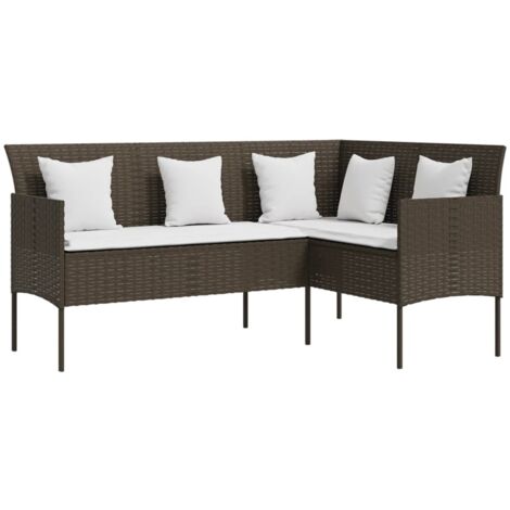 Canapé de jardin, Canapé d'extérieur, Meuble de jardin, en L avec coussins Résine tressée Marron OIB5188E (1/5)