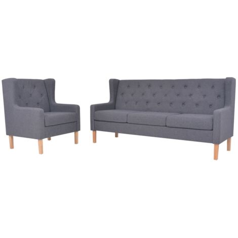 2 pcs Ensemble Canapés droits, Canapé de relaxation Meuble de Salon, Tissu Gris OIB4672E (1/5)