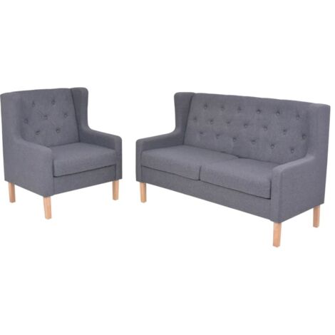 2 pcs Ensemble Canapés droits, Canapé de relaxation Meuble de Salon, Tissu Gris OIB3888E (1/5)