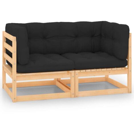 Lot de 2 Canapés d'angle de jardin Sofa Banquette de jardin avec coussins Pin massif 94107 (1/5)