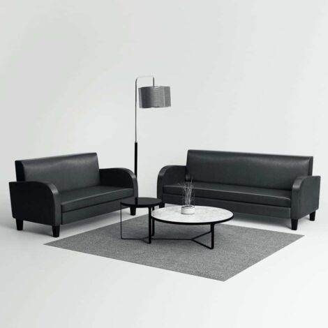 2 pcs Ensemble Canapés droits de relaxation Canapé relax - Canapé de salon Cuir synthétique Noir BV582613 - BonneVie (1/5)