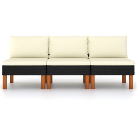 Canapés centraux 3 pcs Canapé relax - Canapé de salon Résine tressée et bois d'eucalyptus BV897747 - BonneVie (1/5)