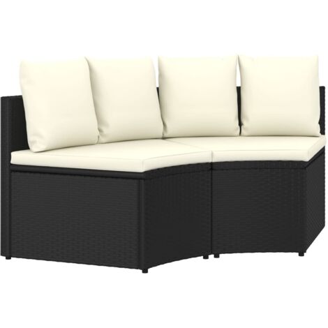 Lot de 2 Canapés de jardin Canapé relax - Banc de jardin avec coussins Résine tressée Noir BV768680 - BonneVie (1/5)