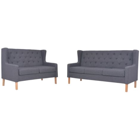 2 pcs Ensemble Canapés droits, Canapé de relaxation Meuble de Salon, Tissu Gris OIB3791E (1/5)