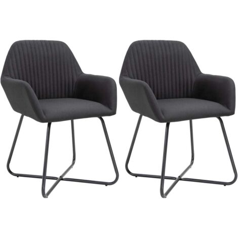 Lot de 2 Chaises Chaises de salle à manger Chaise de cuisine Noir Tissu 72062 (1/5)