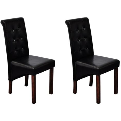 Lot de 2 Chaises Chaises de salle à manger Chaise de cuisine Noir Similicuir 61442 (1/5)