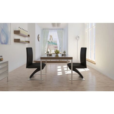 Lot de 2 Chaises Chaises de salle à manger Chaise de cuisine Noir Similicuir 52532 (1/5)