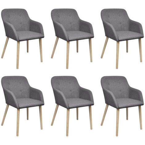 Lot de 6 Chaises de salle à manger - Chaises à dîner Gris clair Tissu et chêne massif BV394896 - BonneVie (1/5)