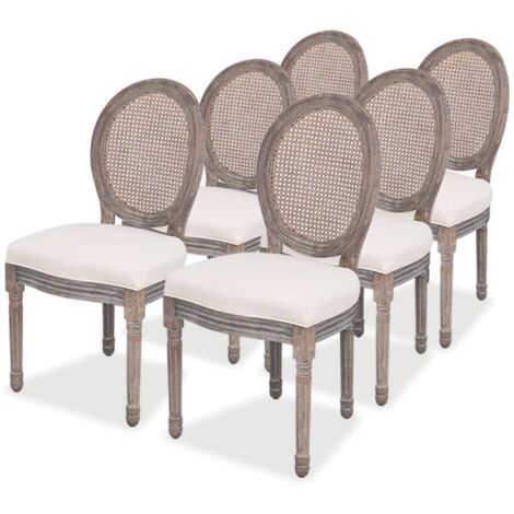 Lot de 6 Chaises  Chaises de salle à manger Chaise de cuisine  Crème Tissu 66346 (1/5)