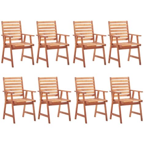 Lot de 8 Chaises de salle à manger de jardin - Chaises à dîner de jardin Bois d'acacia massif BV165564 - BonneVie (1/5)