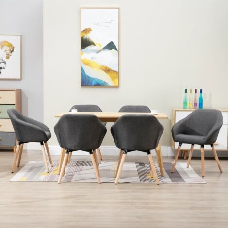 Lot de 6 Chaises de salle à manger - Chaises à dîner Gris foncé Tissu BV338100 - BonneVie (1/5)