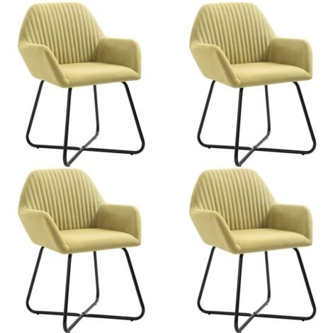 Lot de 4 Chaises Chaises de salle à manger Chaise de cuisine Vert Tissu 68109 (1/5)