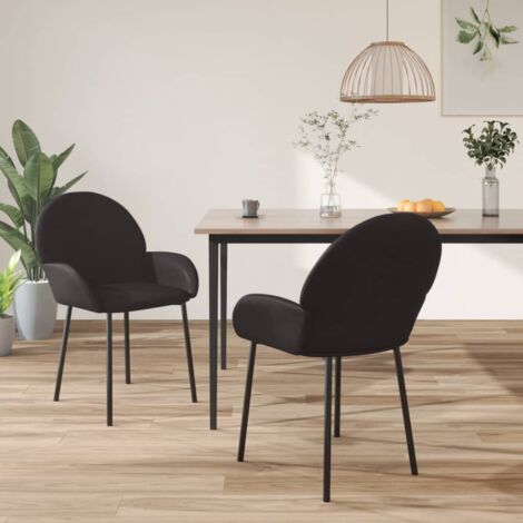 Lot de 2 Chaises Chaises de salle à manger Chaise de cuisine Noir Similicuir 79104 (1/5)