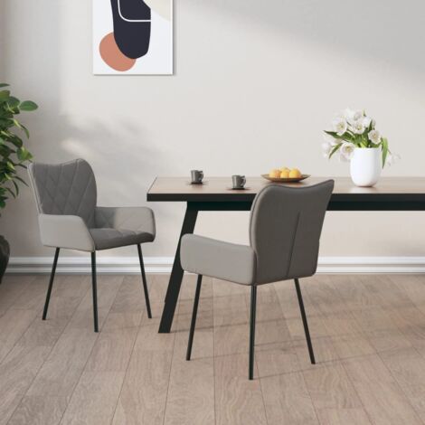 Lot de 2 Chaises Chaises de salle à manger Chaise de cuisine Gris clair Tissu 34206 (1/5)