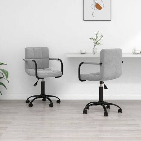 Lot de 2 Chaises pivotantes Chaises de salle à manger Chaise de cuisine Gris clair Velours 84166 (1/5)