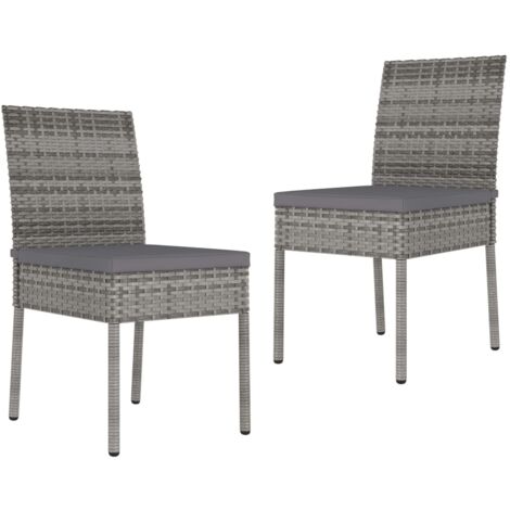 Maison Chic – Lot de 2 chaises de jardin en résine tressée gris – Coussins inclus – Résistantes aux intempéries – Dimensions 57x44x88 cm (1/5)