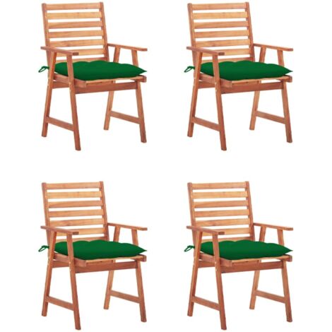 Lot de 4 Chaises de salle à manger de jardin - Chaises à dîner de jardin avec coussins Acacia massif BV497936 - BonneVie (1/5)