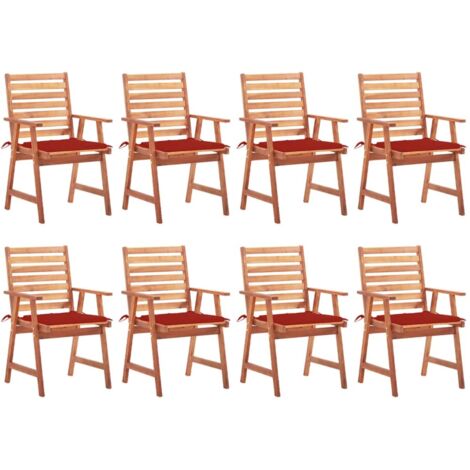 Lot de 8 Chaises de salle à manger de jardin - Chaises à dîner de jardin avec coussins Acacia massif BV198007 - BonneVie (1/5)