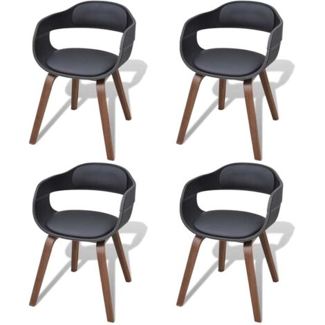 Lot de 4 Chaises de salle à manger - Chaises à dîner Noir Bois courbé et similicuir BV757690 - BonneVie (1/5)