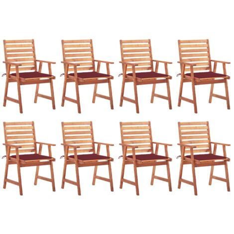 Lot de 8 Chaises de salle à manger de jardin - Chaises à dîner de jardin avec coussins Acacia massif BV418701 - BonneVie (1/5)