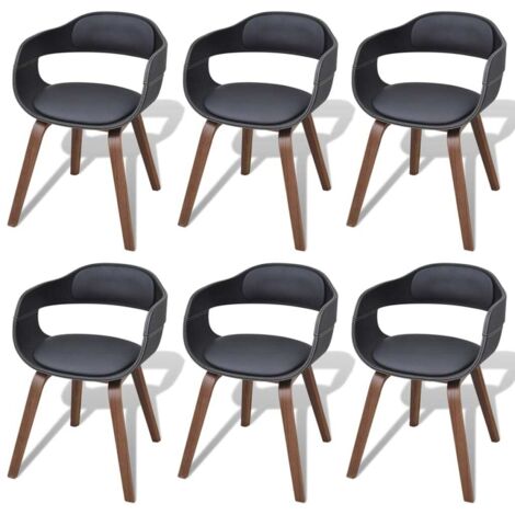 Lot de 6 Chaises de salle à manger - Chaises à dîner Noir Bois courbé et similicuir BV566169 - BonneVie (1/5)