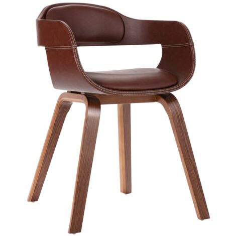 Chaise de salle à manger - Chaise à dîner Marron Bois courbé et similicuir BV242657 - BonneVie (1/5)