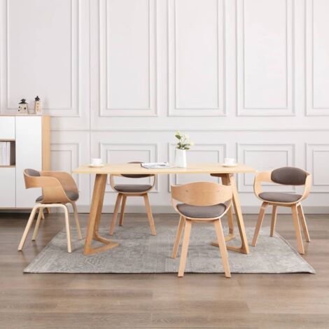 Lot de 4 Chaises de salle à manger - Chaises à dîner Bois courbé et tissu taupe BV891089 - BonneVie (1/5)