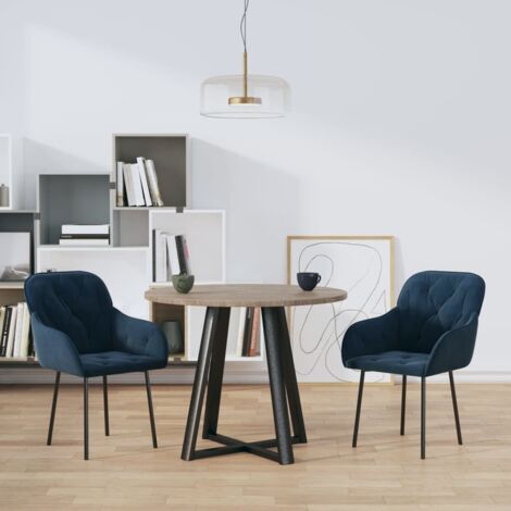 Lot de 2 Chaises Chaises de salle à manger Chaise de cuisine Bleu Velours 59163 (1/5)