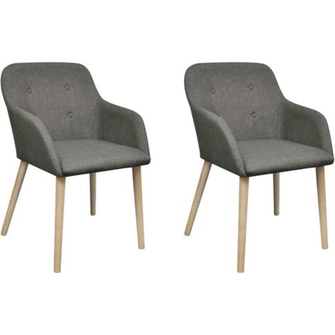 Lot de 2 Chaises de salle à manger - Chaises à dîner Gris clair Tissu et chêne massif BV708545 - BonneVie (1/5)