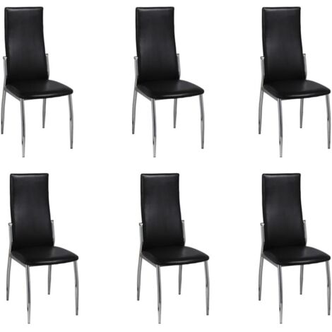 Lot de 6 Chaises Chaises de salle à manger Chaise de cuisine Noir Similicuir 18602 (1/5)