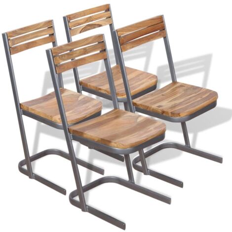 Lot de 4 Chaises Chaises de salle à manger Chaise de cuisine Bois de teck massif 80002 (1/5)