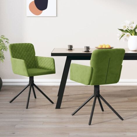 Lot de 2 Chaises de salle à manger pivotantes - Chaises à dîner Vert clair Velours BV418999 - BonneVie (1/5)