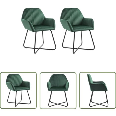 Lot de 2 Chaises de salle à manger - Chaises à dîner Vert Velours BV591953 - BonneVie (1/5)