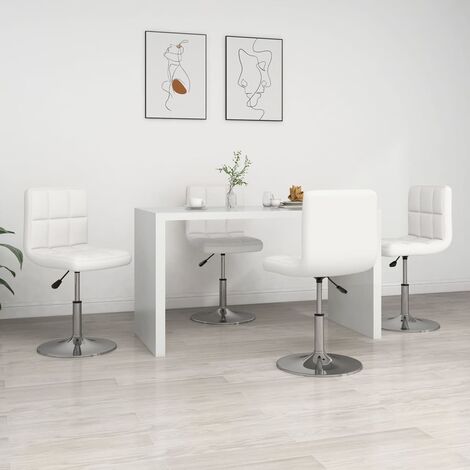 Lot de 4 Chaises  Chaises de salle à manger Chaise de cuisine  Blanc Similicuir 34750 (1/5)