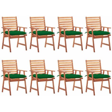 Lot de 8 Chaises de salle à manger de jardin - Chaises à dîner de jardin avec coussins Acacia massif BV939230 - BonneVie (1/5)