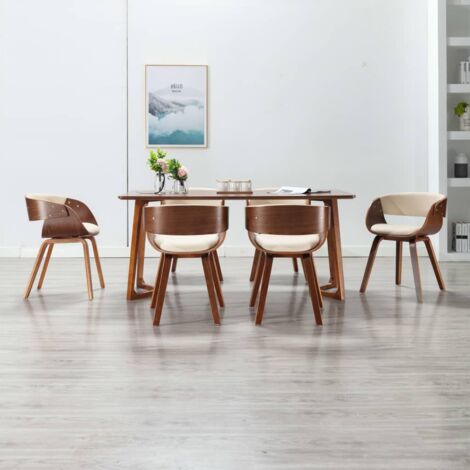 Lot de 6 Chaises de salle à manger - Chaises à dîner Crème Bois courbé et similicuir BV178632 - BonneVie (1/5)