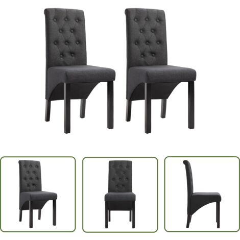 Lot de 2 Chaises Chaises de salle à manger Chaise de cuisine Gris foncé Tissu 71730 (1/5)