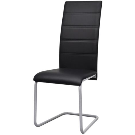 Lot de 4 Chaises cantilever Chaises de salle à manger Chaise de cuisine Noir Similicuir 17210 (1/5)