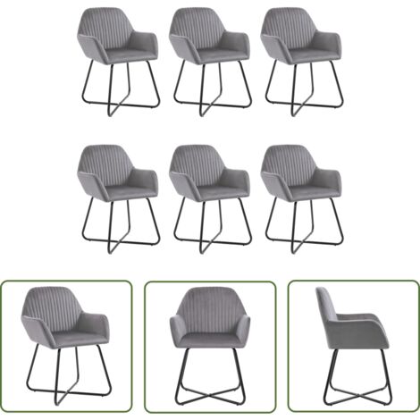 Lot de 6 Chaises de salle à manger - Chaises à dîner Gris Velours BV285542 - BonneVie (1/5)