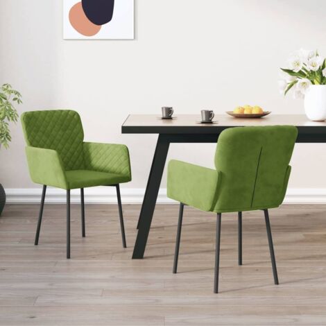 Lot de 2 Chaises de salle à manger - Chaises à dîner Vert clair Velours BV521241 - BonneVie (1/5)