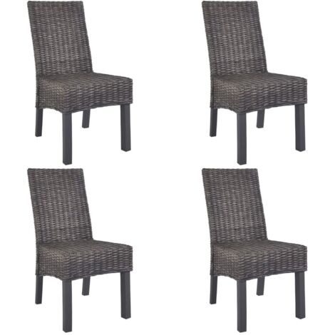 Lot de 4 Chaises  Chaises de salle à manger Chaises à dîner  Marron Rotin Kubu et bois de manguier 51673 (1/5)