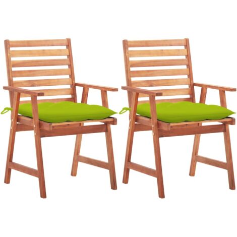 Lot de 2 Chaises de salle à manger de jardin - Chaises à dîner de jardin avec coussins Acacia massif BV611563 - BonneVie (1/5)