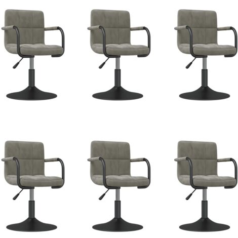 Lot de 6 Chaises pivotantes  Chaises de salle à manger Chaise de cuisine  Gris clair Velours 90370 (1/5)