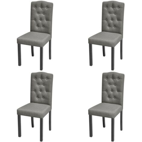 Lot de 4 Chaises Chaises de salle à manger Chaise de cuisine Gris Tissu 56849 (1/5)